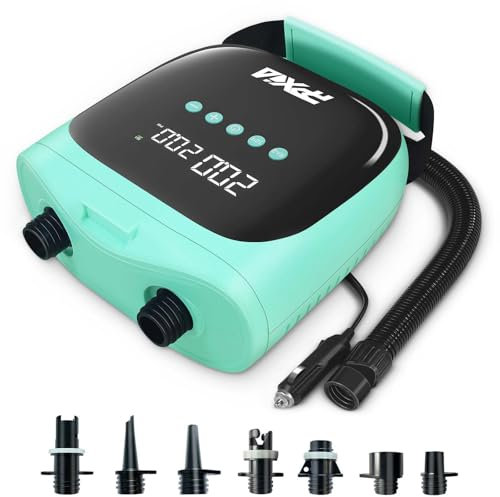 PPXIA Electric Paddle Board Pump, 20PSI Electric SUP Air Pump High Pressure Dual Stage Inflation & Deflation, Auto-Off, 12V DC Car Connector for Inflatable Stand Up Paddle Boards Tent Boats Mattress