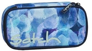 satch Schlamperbox extra groß inkl. Trennfach Reißverschlussfach Stiftehalter Geodreieck Sichtfenster für Stundenplan Blurry Sky - Dunkelblau