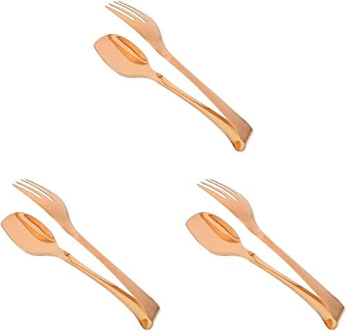 KXQYIKYI Food Clip 1PC Food Titch Barbecue Clamp Barbecue Clip Food Tong Edelstahlbuffet (Farbe: Rose Goldx3pcs, Größe: 22,5x5x4cmx3pcs)