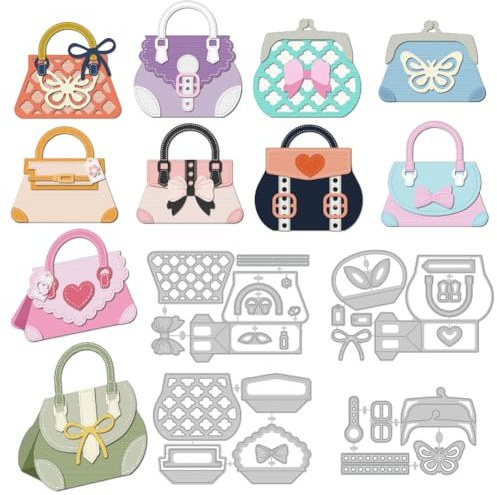 DELORIGIN 3D Stanzformen Für Handtaschen Zum Basteln von Karten Kleine Tragetaschen Metallkarten Stanzungen Für Scrapbooking Zum Selbermachen von Geburtstagsgrußkarten Bastelpapier Fotoalbum