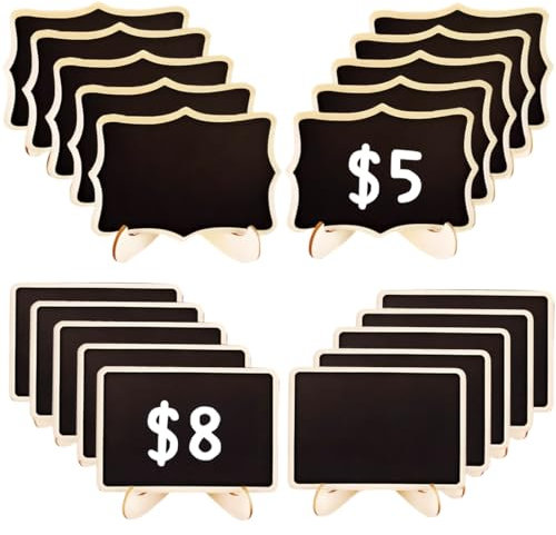 Mini Lavagnetta Cancellabile, 20 Pezzi Cartellini Prezzi, Cancellabili Segnaposto per Buffet, Tipo Numeri Tavoli Ristorante, Lavagnetta per la Festa di Nozze del Caffè Gastronomico