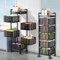 Square 5-Tier 360° Rotating Metal Storage Rack with Lockable Wheels & Removable Lid - Multi-Purpose Kitchen Organizer for Fruits, Vegetables, Pantry, Living Room Essentials