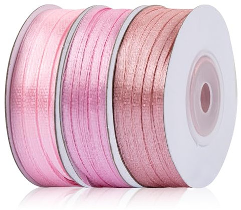 Fyshird Satinband Rosa 3mm x 45m Geschenkband Schleifenband Hochzeit Polyester Bänder zum Basteln Dekoband für Geburtstag Partydeko Geschenkverpackung DIY (Rosa Serie)