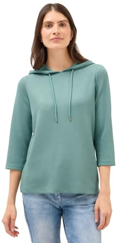 CECIL Damen 3227474 Hoodie Shirt in Rippstruktur, Jewel Green, X-Large