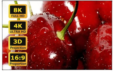 90/100 Pulgadas Pantalla de Proyección con Marco Fijo para Cine en Casa, 16:9 4K/8K/3D Anti-luz Visualización de Proyección Montaje en Pared(72in 16:9)