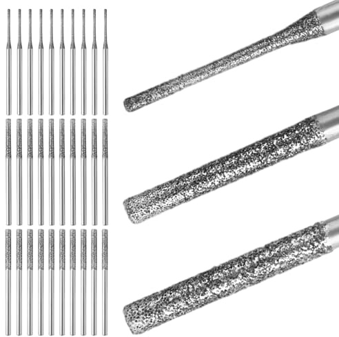 30 Pezzi Punte Diamantate 1/2/2,5mm Compatibile con Dremel Utensili Rotanti