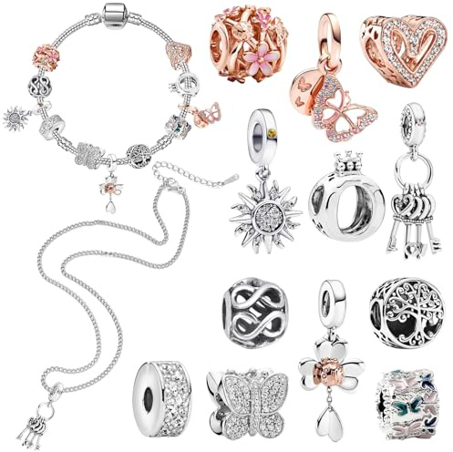 MLPKOI 12Pcs Charms Bracelet Charm, Pendentif Charme, Bijoux femme, Pendentif avec Bracelet & Colliers, Compatible pour Européen Bracelets & Colliers, Cadeau Pour Femmes Filles Maman Famille Amis Noël