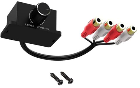 Amplifier RCA Volume Level Controller with Rotary Control Knob 2-Screw Dash Mount for Speaker Bass Subwoofer