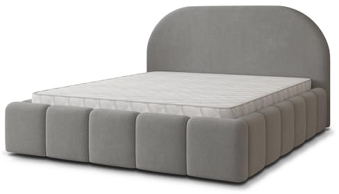 Masseno Polsterbett FLUSSO SR 120x200 cm, Doppelbett, Bettkasten, Stauraum, Lattenrost Und Kopfteil - Grau, SORO 90
