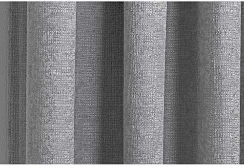 Enhanced Living Matrix Grey Silver Curtains for Living Room - 66x72 inch (168x183 cm) - Tape Top Noise Reducing Thermal Curtains for Bedroom - 2 x Curtain Panels