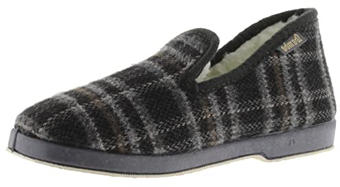 victoria Wamba Confortable Closed Slippers 202001 | Plaid & Faux Shearling Lining & Matching Sole for Men