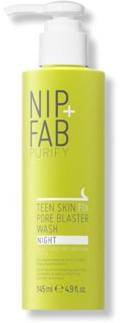 Nip + Fab Teen Skin Fix Pore Blaster | Anti-Akne-Behandlung | Gesichtsreinigungsgel für die Nacht | Salicylsäure | Wasabi-Extrakt | Teebaum | Gereinigte Poren | 145 ml