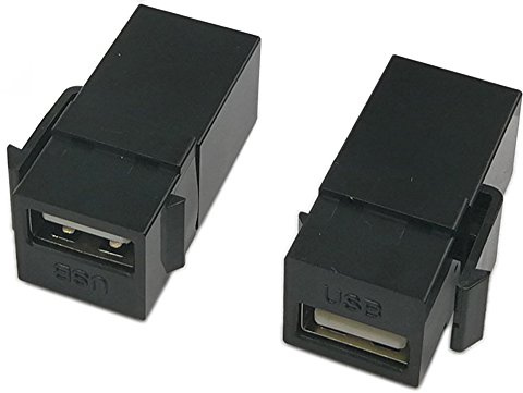 zdyCGTime USB 2.0 Keystone Jack Fügt, (2er Pack) USB 2.0 Adapter Buchse auf Buchse FÜR-Auslass Panel-Black