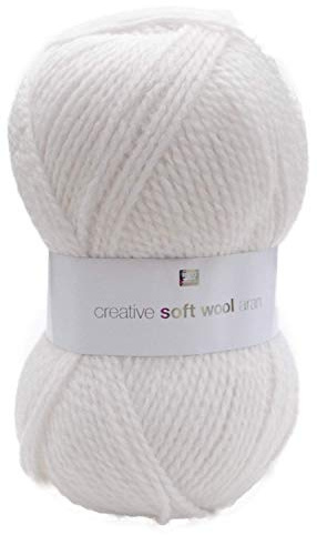 Rico Creative Soft Wool Aran Fb. 001 - weiß, 100g weiche, Pflegeleichte Wolle weiß mit Polyacryl, für Nadelstärke 5 mm