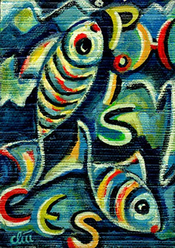 Jacqueline Ditt - Pisces (Fische) - universal Arts Galerie Studio - Grafik Druck Kunstdruck nach Gemälde