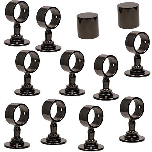 2 Endkappen und 10 Seilträger schwarz verchromt für 40mm Handlaufseil