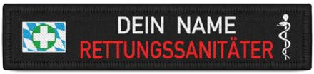 Copytec RETTUNGSSANITÄTER Bayern Namen-Schild Patch Bavaria Feuerwehr #34218