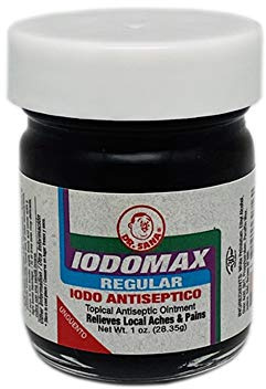 Dr Sana Iodomax Regular. Iodine Antiseptic Ointment. Wound Disinfectant and Analgesic. for External Use Only. 1 Oz