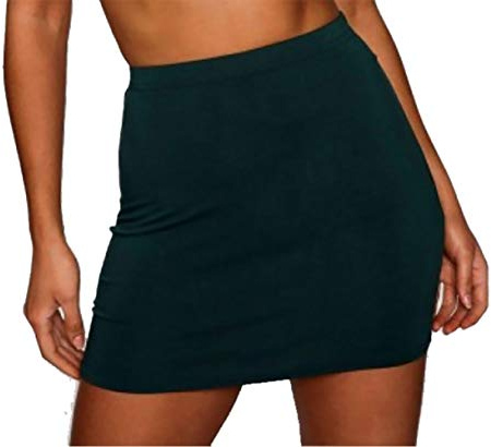 Pretty Fashion Mini Skirt, Stretchy, Slimming Skirts for Women UK, Short Skirt Elasticated Women's Skirts, Black Mini Skirts for Women UK Multiple Colours Plus Sizes 8-22 (Bottle Green, 20-22)