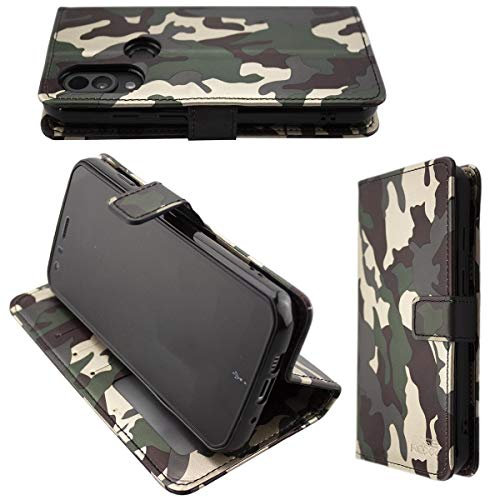 caseroxx Bookstyle-Case für Cat S62 Pro, mit oder ohne Displayschutz (Bookstyle-Case mit Displayschutz, Camouflage)