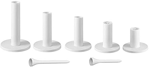 5 Pcs Golf Rubber Tees and 2 Pcs Plastic tees for in Different Sizes for Golf Practice Mat (White)