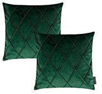 2er Set Nobless Kissenhüllen Magma ca. 40x40 cm oder 50x50 cm samtig weich kuschelig einfarbig Rautenmuster Doppelpack, Farbe Wohnen:Magma_grün_030, Größe Kissen:40 x 40