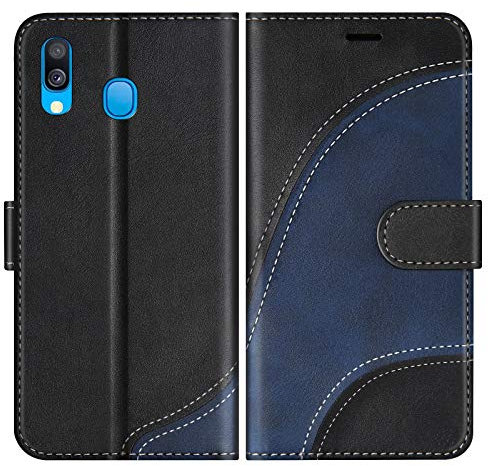 BoxTii Cover per Galaxy A40, Custodia in PU Pelle Portafoglio per Samsung Galaxy A40, Magnetica Cover a Libro con Slot per Schede, Nero
