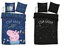 BrandMac Peppa Wutz Bettwäsche 100x135 40x60 „Star Gazer“ mit George – Peppa Pig Kinderbettwäsche zum Wenden - Leuchtet im Dunkeln - Kopfkissen- und Bettdeckenbezug aus 100% Baumwolle