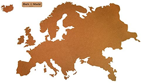 Europa als Pinnwand aus Kork XXL ca. 150x90 cm | Umriss Europa zum Pinnen und als Wanddeko | Tolle CORKWORLD | Detailgenau & Hochwertig