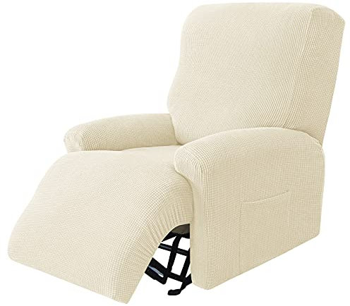 JHLD Stretch Sesselbezug Relaxsessel, Jacquard Ruhesessel Bezug 4 Stück Weiche Ruhesessel Bezüge Relaxsessel Bezug Abnehmbare Waschbar Für Wohnzimmer-Beige-Ruhesessel