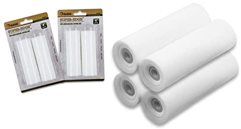 ROLLINGDOG 4 (100mm) Mini Foam Small Paint Roller Covers High Density Gloss Concave Roller Sleeves for Painting on Smooth Surfaces(Pack of 4)