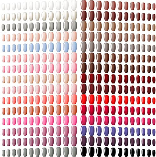 30 Sets de 720 Pcs Faux Ongles Carrés Moyens Artificiels Ongles à Presser de Cercueil Ballerine Ongles Brillants de Couleur Unie Conseils Ongles à Couverture Complète (Couleurs Mignonnes)