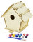 SafeCore - Vogelfutterhaus aus Birkensperrholz, Vogelhaus zum Selber Zusammenbauen und Bemalen, Holz Futterhaus für Vögel, Malset für Kinder (12 Farben und 2 Pinsel) - Model 4