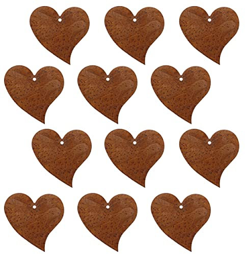 Rostikal Deko Set Herzen 7 cm Hochzeitsdeko Valentinstag Hängedeko Gartendeko Rost (12, 7 cm)