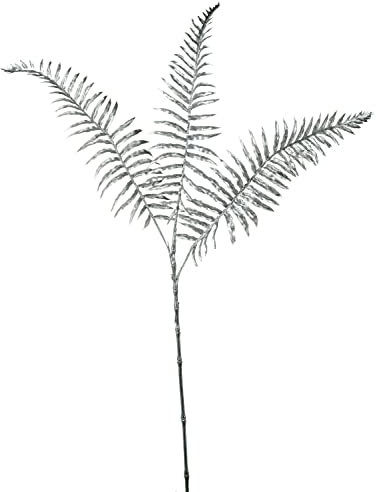 artplants.de Deko Boston Farn Zweig Nakhon, Silber, 70cm - Kunststoff Zweig