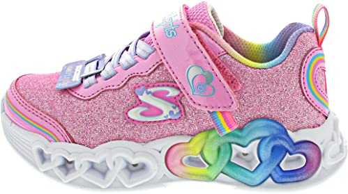 Skechers 303751l Pkmt Sneaker, Rosa Netzstoff mit Mehreren Zierteilen, 33 EU