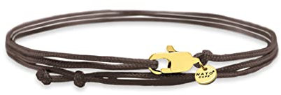 Nato Cuff - Bracelet Wrap double tour Nylon - Fait Main en France - Ajustable- Bijou Homme ou Femme (Brown/Gold)