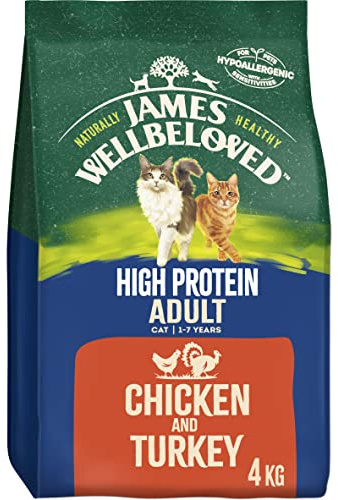 James Wellbeloved Adult High Protein Chicken and Turkey 4 kg Bag, Hypoallergenic Dry Cat Food
