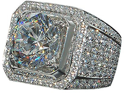 Vereiste Silberne Ringe für Männer, Bling Diamant Männer Ringe, große Boss-Ringe Größe 8/9/10/11/12
