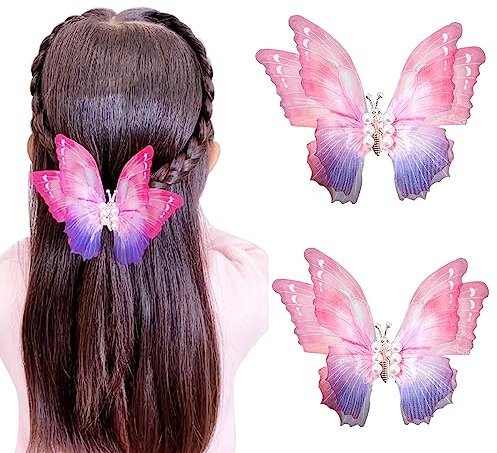 VIKY® Schmetterling Haarschmuck Mädchen,3D Schmetterling Haarspange Beweglich,Glitter Haarschmuck Kinder Mädchen, Schmetterling Haarklammer Deko,Butterfly Clip Set Haarschmuck für Mädchen Damen Kinder