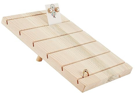 nbeads 6-Slot Hölzerne Ohrring Display Stand, Slant Back Ohrring Kartenhalter Cornsilk Schmuck Ohrring Display Ohrring Halter Organizer Fotos Karte Ohrring Schmuck Display