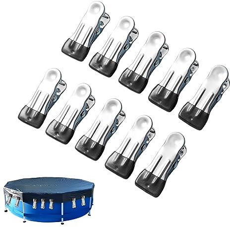 Lot de 20/40 clips d'hiver pour bâche de piscine, piscine hors sol, pinces à linge en acier inoxydable pour serviettes de plage (noir, 40)