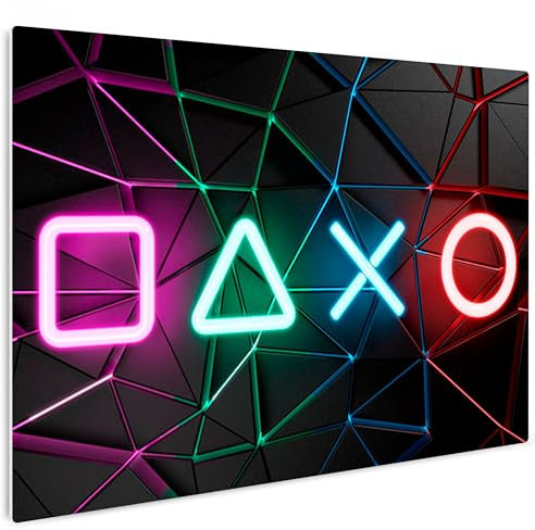 HEALANCY Bilder für Gamer Spielkonsole - KOMPLETT AUFHÄNGFERTIG - Wandbilder Wohnzimmer - Gaming Deko Modern - Schlafzimmer - Kunstdruck Wanddeko Küche - Gamingzimmer Playstation