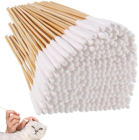 200 Pieces Dogs Ear Cleaning Swabs Ear Cleaner for Dogs Cotton Material Long Cane Stick Pet Ear Cleaner Animals Ears Wax Infection Removal Cleaning Cotton Swab Sticks Remover Itchy for Pets Dog Cat