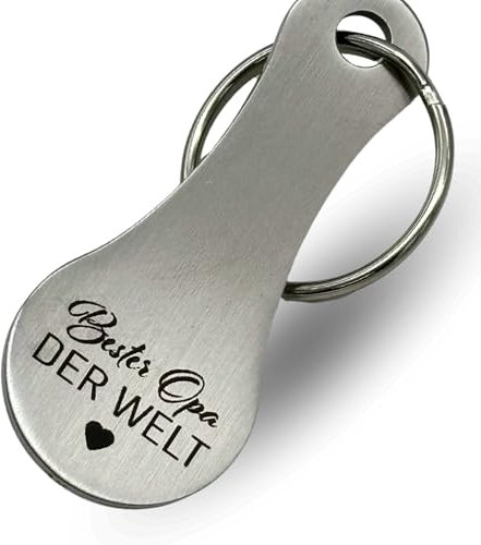 Einkaufswagenlöser Beste Familie Mama Papa Oma Schlüsselanhänger Einkaufschip mit Lasergravur Abziehbarer Einkaufswagenchip Metall (Opa)