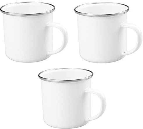 Juego de 3 tazas de acero inoxidable esmaltado para té o café, para exteriores y acampadas