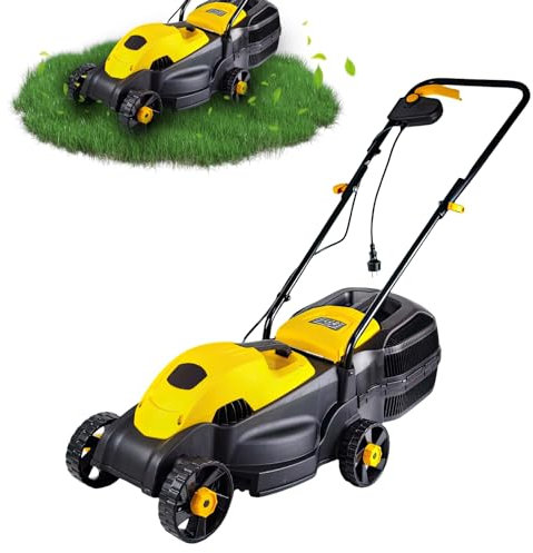 Elektro-Rasenmäher, 1200W Elektromäher, Premium Rasenmäher Elektro Mäher, 32 cm Schnittbreite, 28-68 mm Schnitthöhe, 30 Liter Fangkorb, Rasenmäher bis 200 m² für Rasenschneiden Rasenpflege