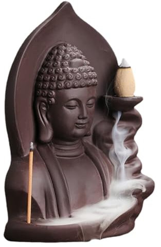 Brûleur d'encens à refoulement en cascade Bouddha - Brûleur d'encens pour la maison et le bureau - Décoration de bureau