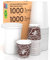 Kit 1000 Bicchieri in Carta Bianchi 200ml da Asporto Bevande Calde e Fredde + 1000 Bicchierini in Carta Fantasia Brown Coffee 65ml per Caffè Classic Mix Ecologici Biodegradabili Monouso