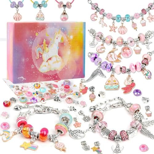 Konoz Einhorn Geschenke für Mädchen, Bastelset Kinder ab 6 Jahre, Adventskalender Füllung Schmuck Basteln Mädchen, Armbänder Selber Machen, Weihnachtsgeschenke Mädchen 5 6 7 8 9 10 11 12 Jahre